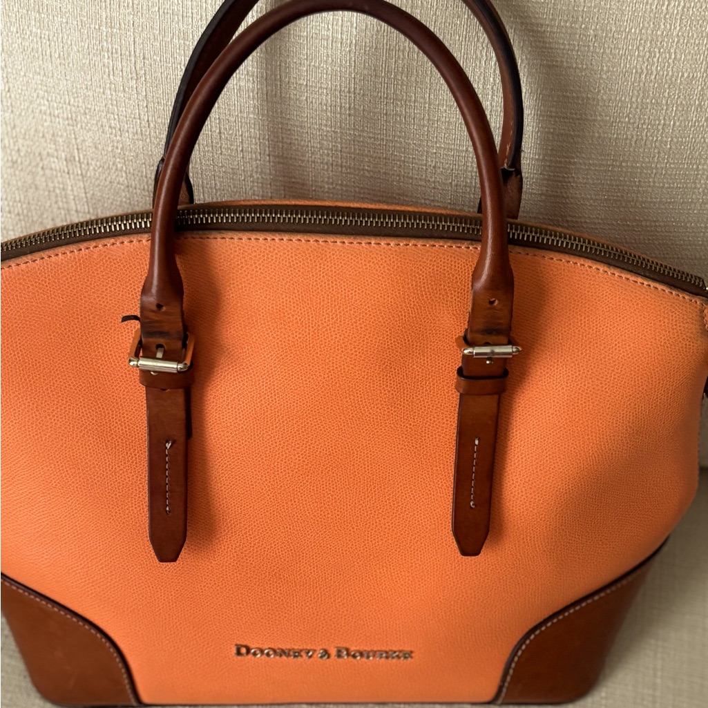 Dooney & Bourke Orange Satchel With Brown Trim